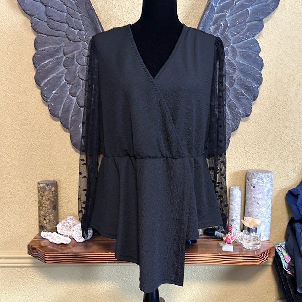 SHEIN Wrap Front Dressy Long-sleeve Shirt